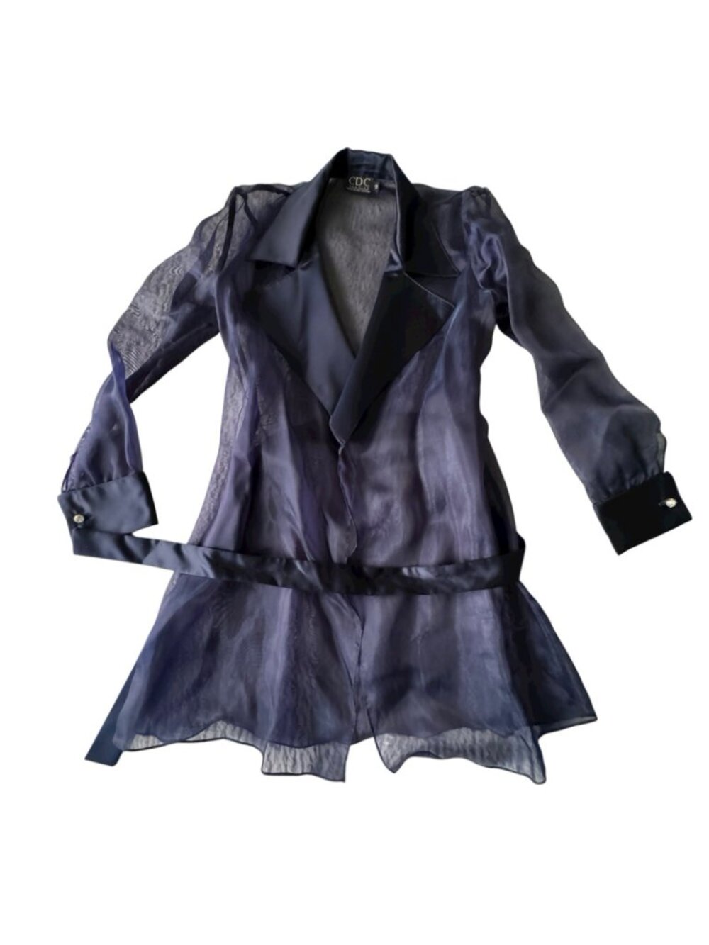 Evening Dress with Jacket Women's 10 Navy Blue Satin Sheath VTG MCM Design - USA - Picture 3 of 16
